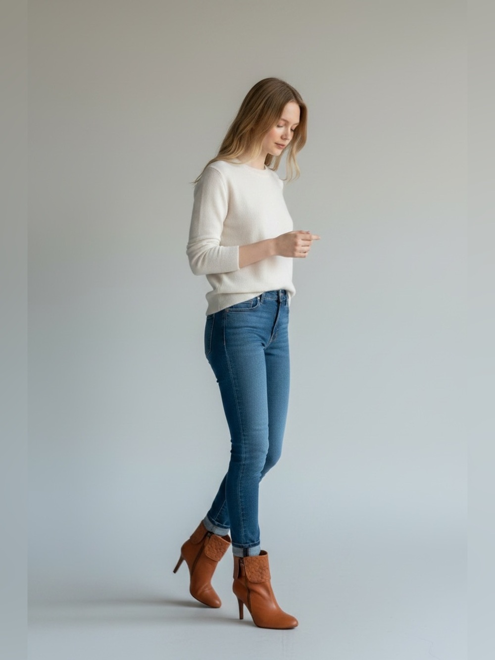 Coach Burnt Orange Leather Fold-Over Cuff Ankle Booties - Picture 2 of 7